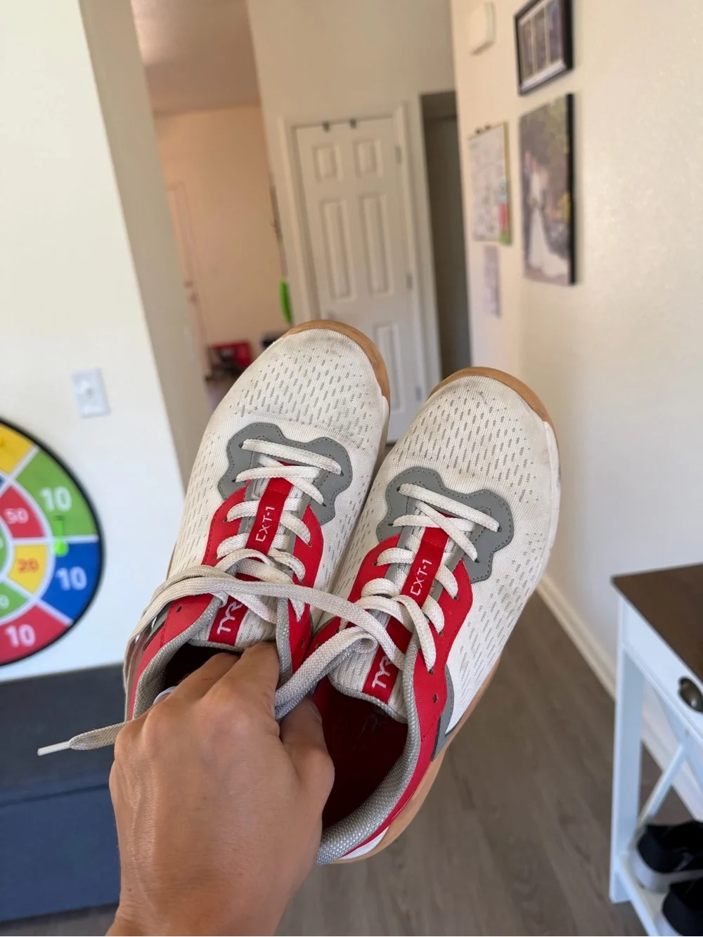 TYR White and Red Athletic Shoes - Lightweight Training Sneakers